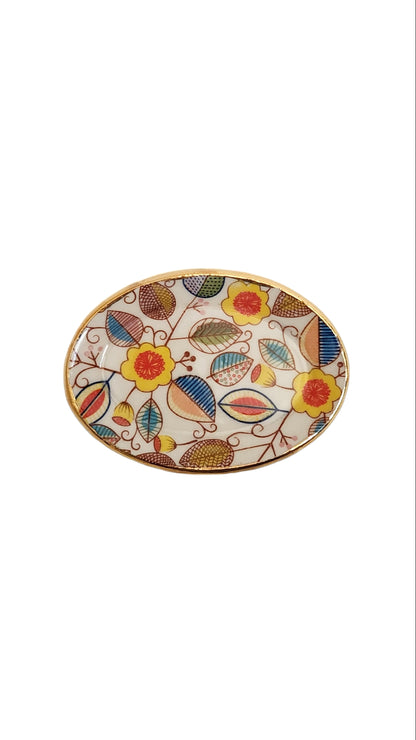 Extra Small Dish - multicoloured floral with Gold Lustre