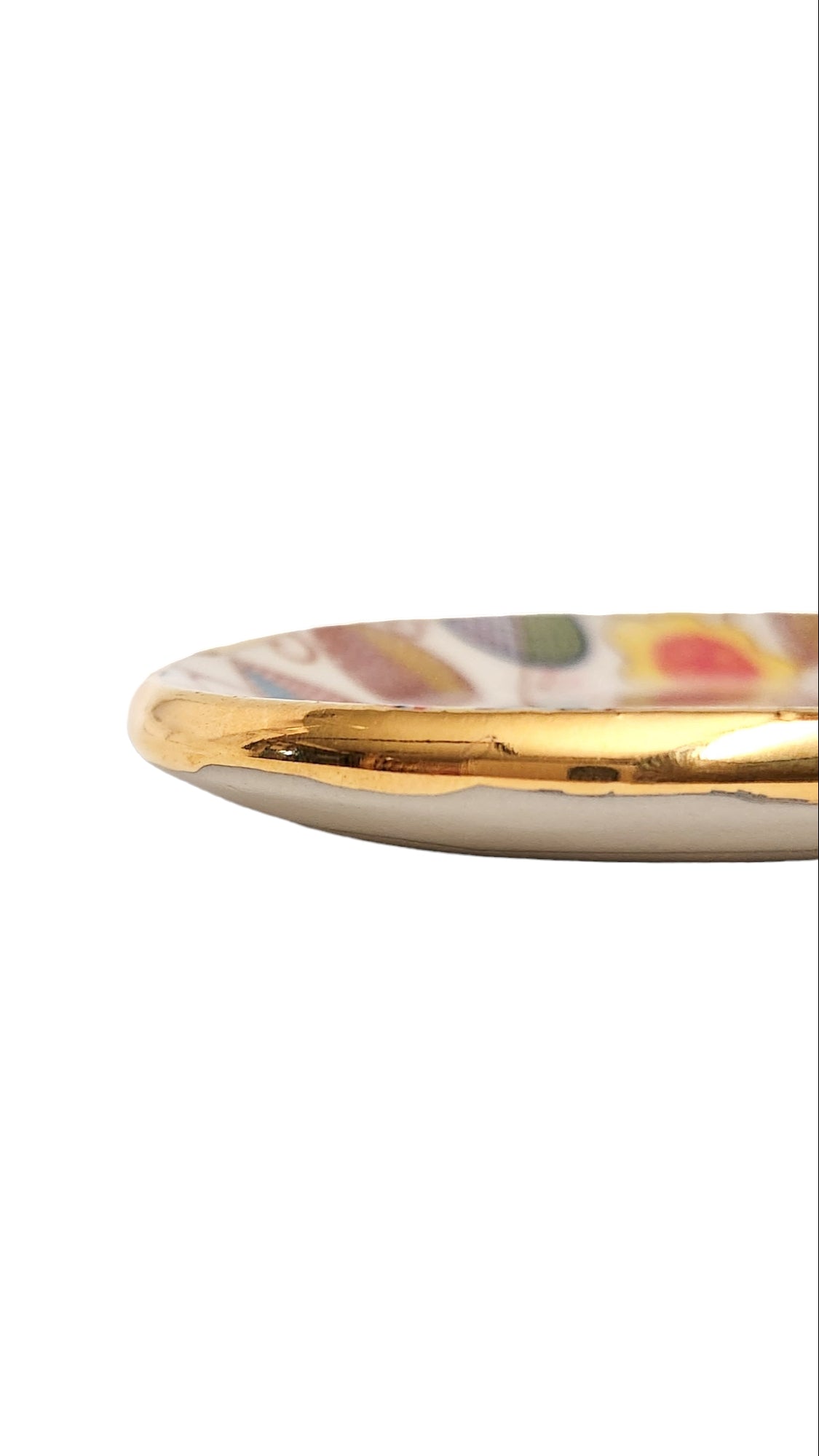 Extra Small Dish - multicoloured floral with Gold Lustre