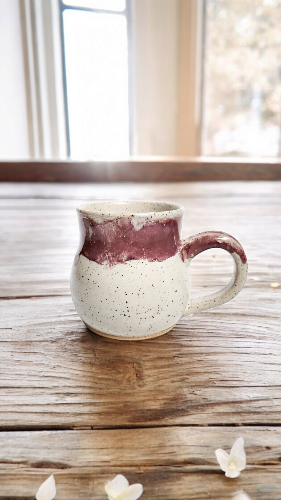 Speckled White & Raspberry Mug