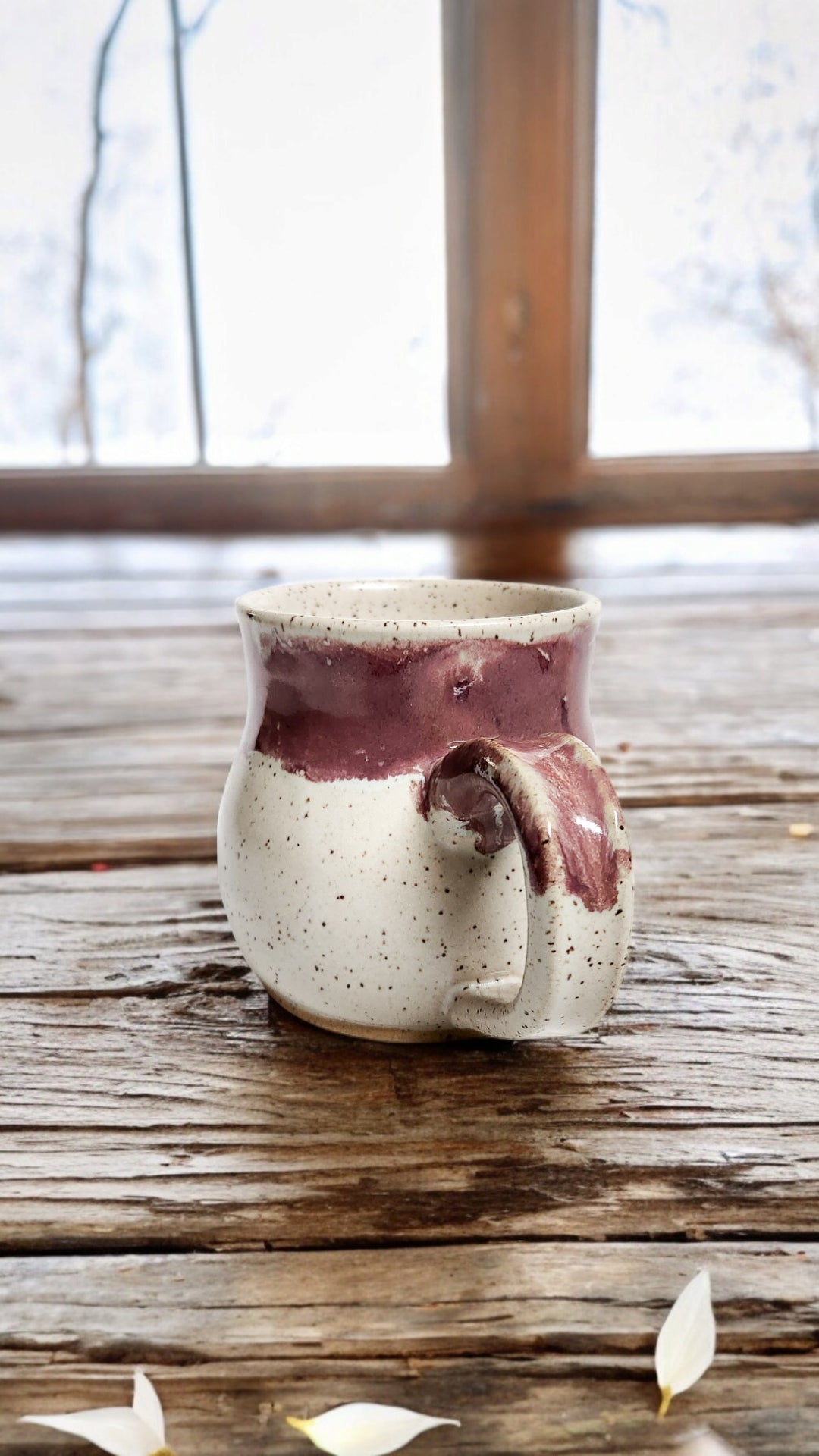 Speckled White & Raspberry Mug