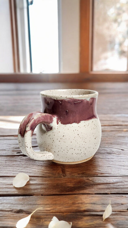 Speckled White & Raspberry Mug